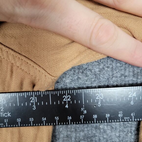 CP SHADES 1042 Sloane Tan Cotton Gauze Long Sleeve Button Up Top USA SIZE LARGE - Picture 7 of 11